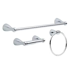 Foundations 3-Piece Bath Hardware Set with 18 in. Towel Bar, Toilet Paper Holder, Towel Ring in Polished Chrome