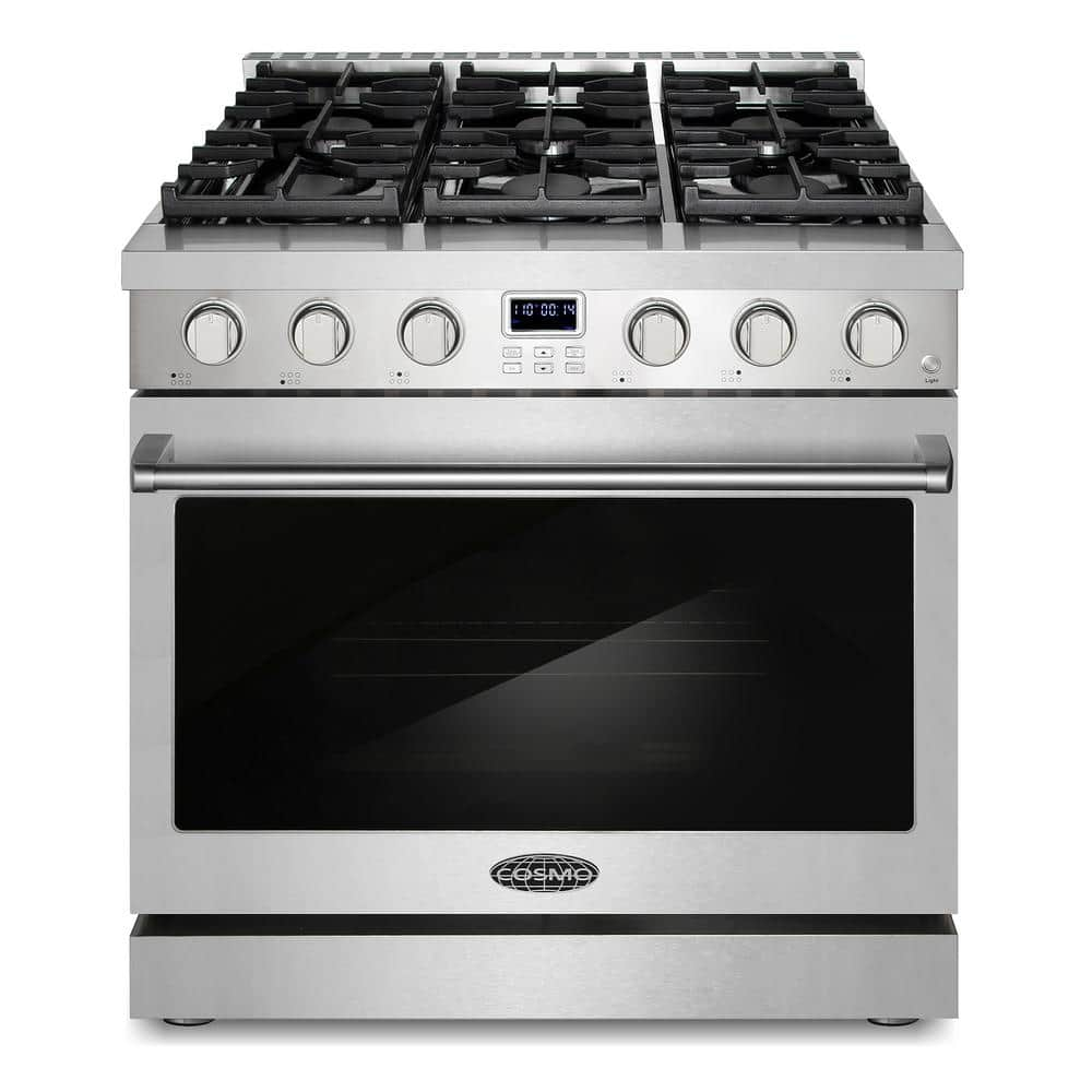 Cosmo 36 In. Slide-in Freestanding 6.0 Cu. Ft. Gas Range With 6-sealed 