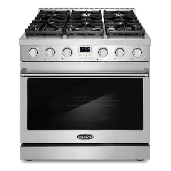 36 in. Lumin Collection 6.0 cu. ft. Gas Range with 6 Sealed Gas Burners and Convection Oven in Stainless Steel