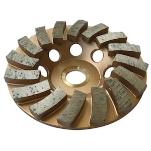 4 in. Concrete Grinding Cup Wheels, Diamond Rim, 16-Turbo Diamond Blade Segments, 7/8 in. 5/8 in. Non-Threaded Arbor