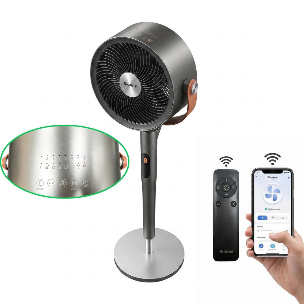 9 inch 8 Speeds Dual-Oscillating Wi-Fi Smart Pedestal Air Circulator Fan with Adjustable Height, Remote Control, Gray price history on PriceWatchPro