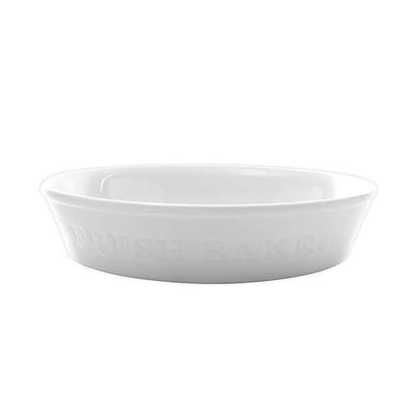 OUR TABLE Simply White 9.5 in. Round Porcelain Fresh Baked Pie Plate