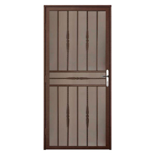 Unique Home Designs 36 in. x 80 in. Cottage Rose Copper Recessed Mount Steel Security Door with Expanded Metal Screen and Nickel Hardware