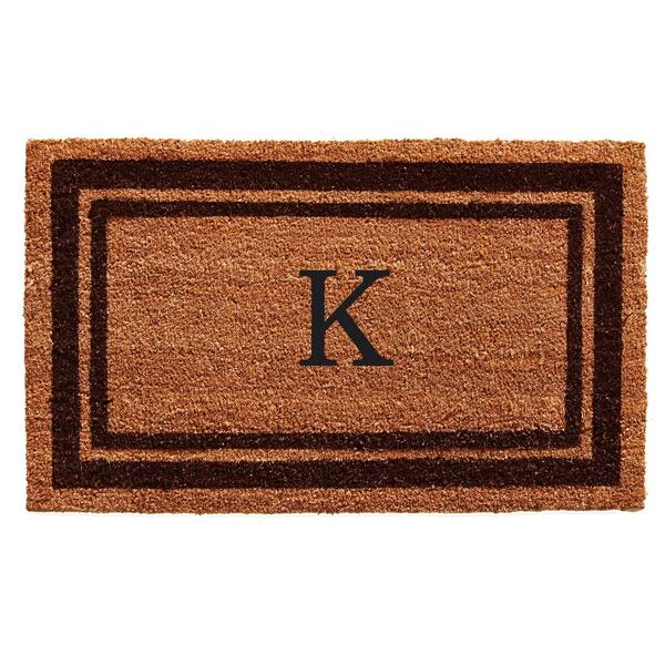 Calloway Mills Brown Border Monogram Door Mat 18 in. x 30 in. (Letter K)