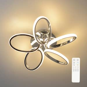 19.4 in.1-Light Indoor Modern Dimmable Geometric Circle Linear Integrated LED Flush Mount Ceiling Light with Remote
