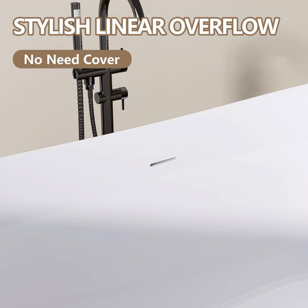 63'' White Acrylic Double Slipper Freestanding Soaking Tub