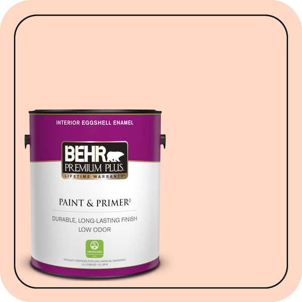 BEHR PREMIUM PLUS 1 gal. #230C-2 Shell Coral Eggshell Enamel Low Odor Interior Paint & Primer