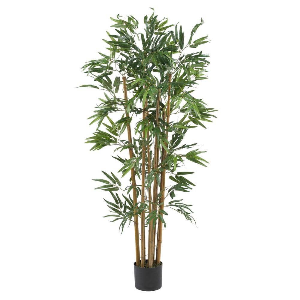 Nearly Natural 64 in Bamboo Silk Tree Indoor Artificial Plant Home Floral Decor
