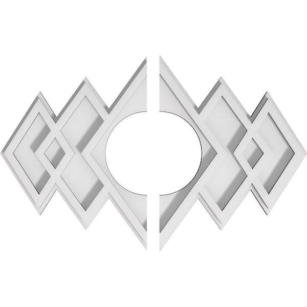 Ekena Millwork 14 in. x 9.37 in. x 1 in. Zoe Architectural Grade PVC Contemporary Ceiling Medallion (2-Piece)