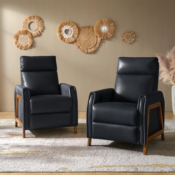 Casica Navy 29" Genuine Leather Power Recliner with USB and Type-C Ports(Set of 2)