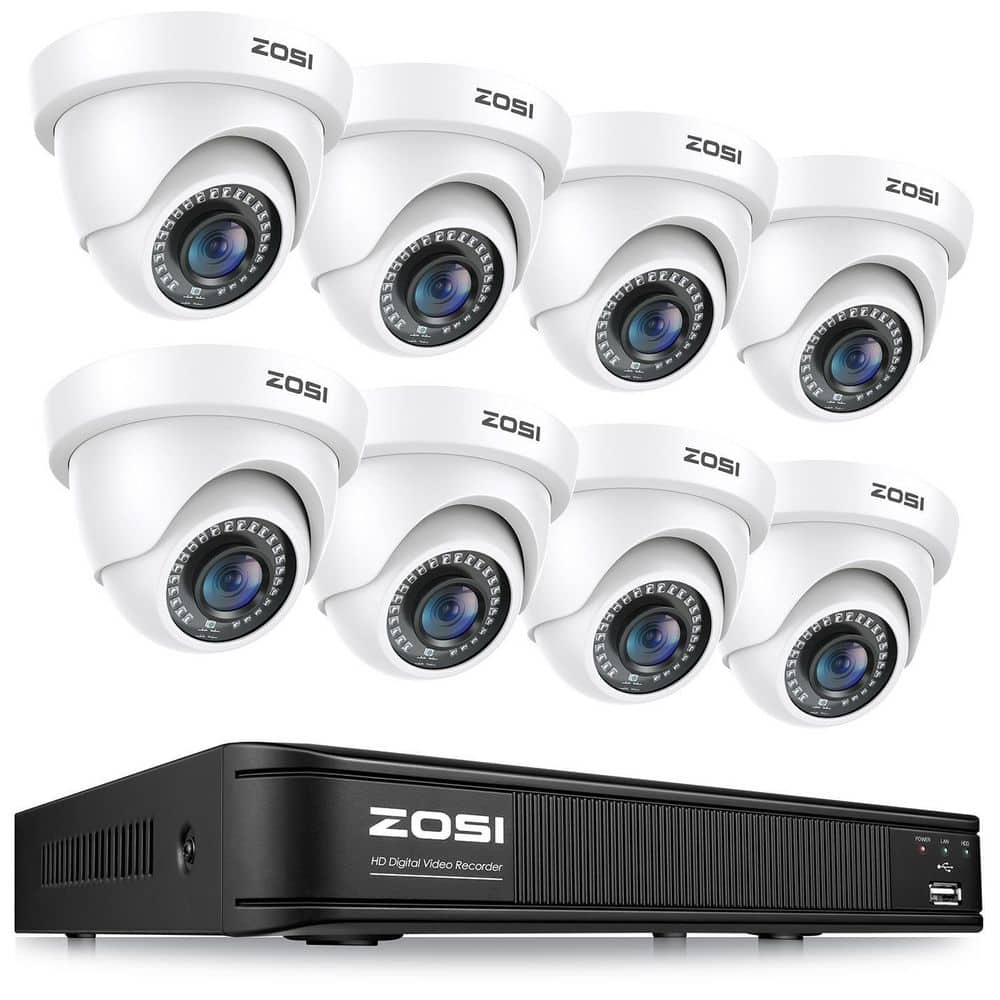 8-Channel DVR Home Security System with 8-Wired 1080p FHD Outdoor Dome Cameras, 80ft Night Vision, White price history on PriceWatchPro