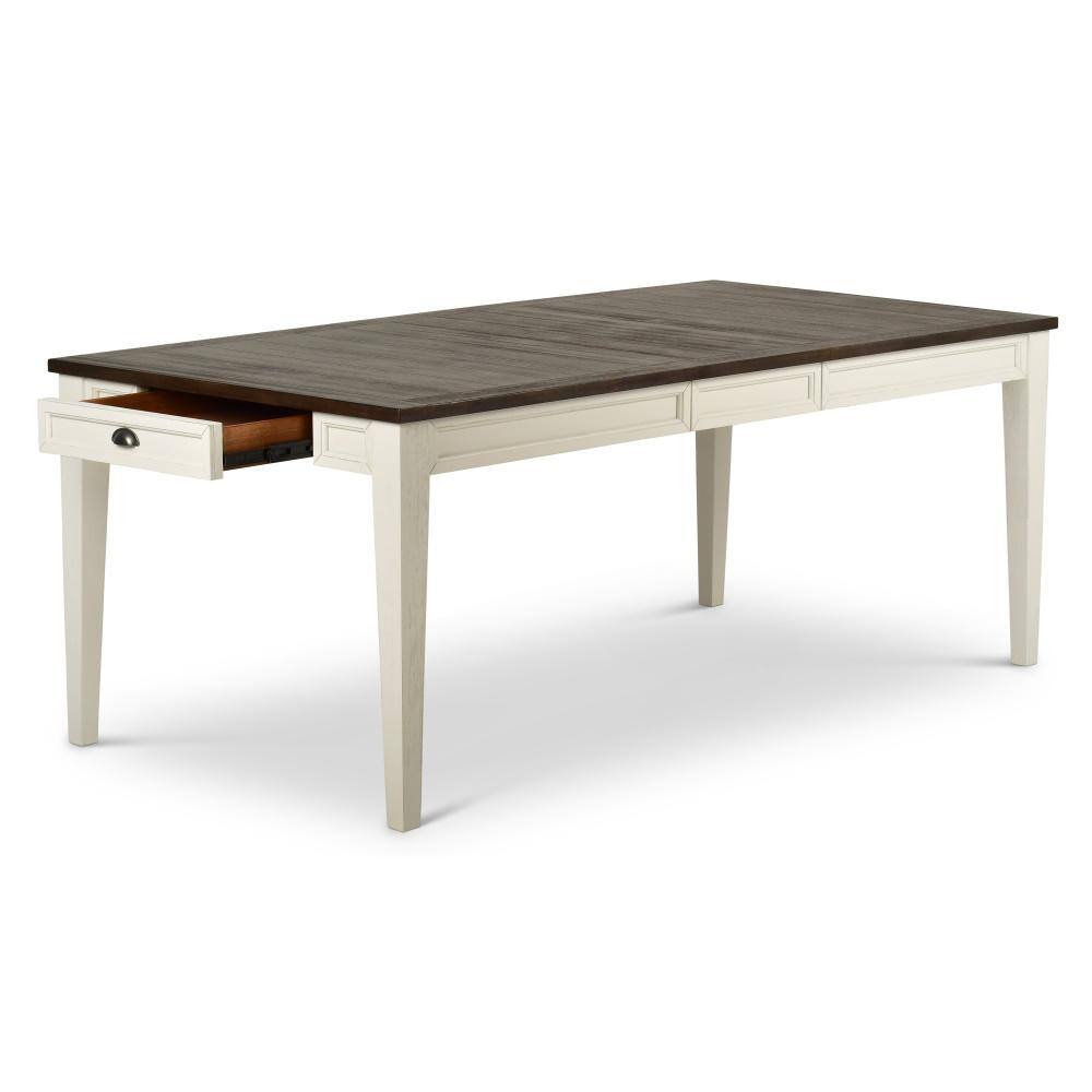 Cayla Dark Oak and White Extendable Farmhouse Dining Table
