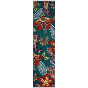 Whinston Teal 2 ft. x 8 ft. Machine Washable Paisley Runner Rug