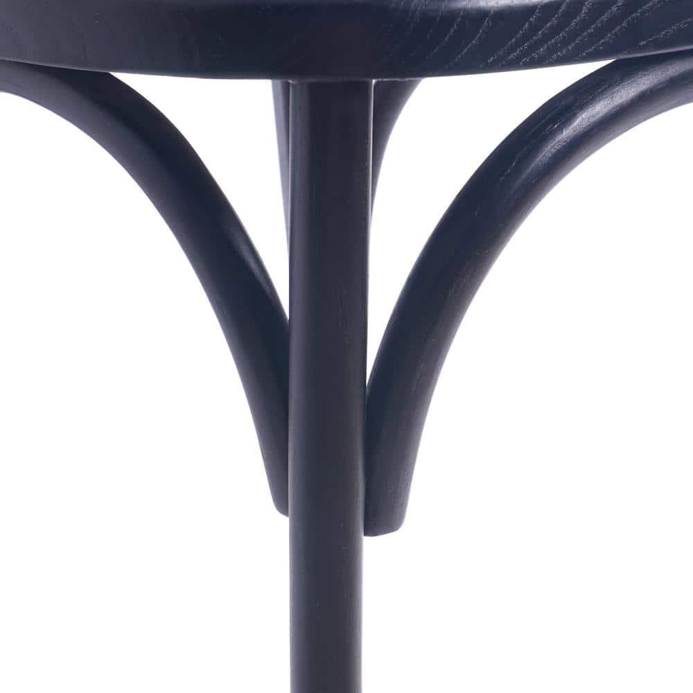 Matte Black Wood and Cane Low Back Side Chair Set