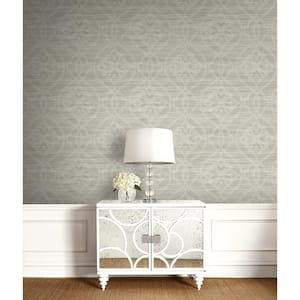 Medallion Scallop Gray and Ivory Paper Strippable Wallpaper Roll (Cover 56.05 sq. ft.)