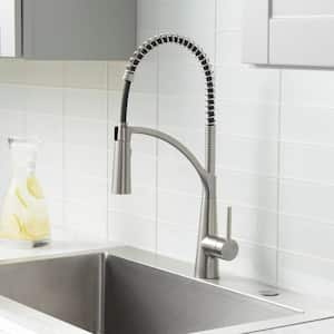 Brenner Commercial Style Single-Handle Pull-Down Sprayer Kitchen Faucet in Stainless Finish