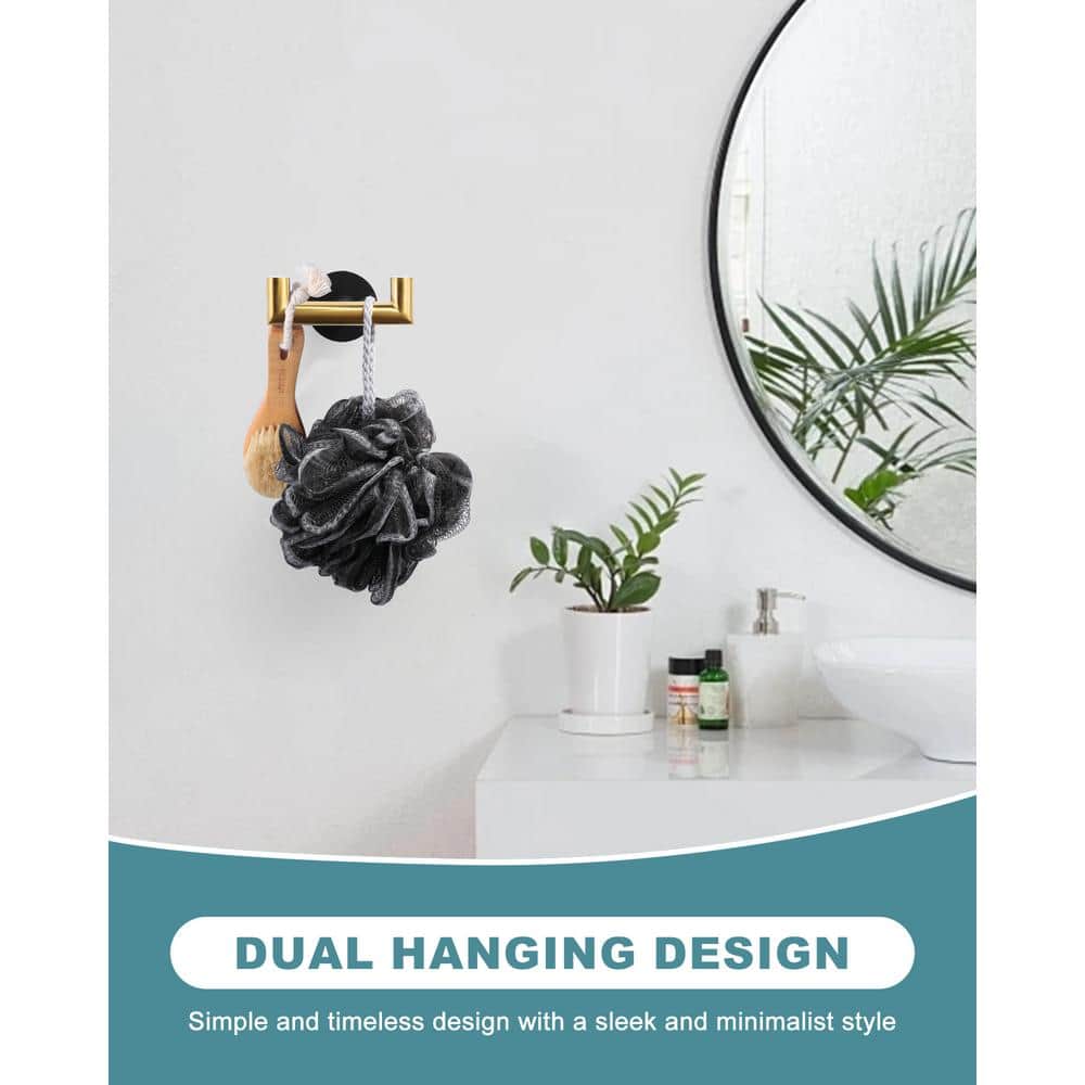 Black and Brushed Gold Stainless Steel Double Towel Hook