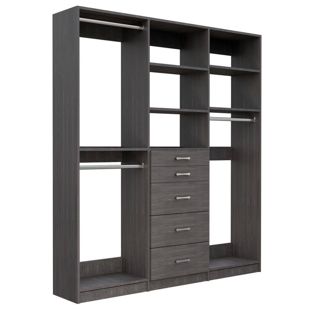 Alto Collection 105 in W Grey Wall Mounted Double Hang, 5-Drawer and Medium Hang Wood Closet System price history on PriceWatchPro