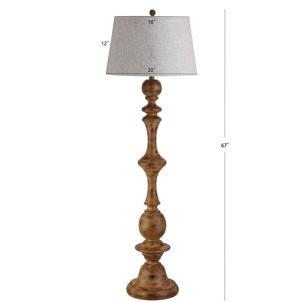 Taylor Rustic 67" Matte Brown Resin Floor Lamp with Gray Linen Shade
