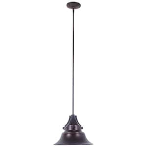 Union 6.5 in. 1-Light Oiled Bronze Finish Dimmable Outdoor Pendant Light w/Oiled Bronze Aluminum Shade No Bulb Included