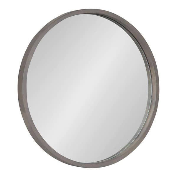 Kate and Laurel Valenti 18.00 in. H x 18.00 in. W Farmhouse Round Gray Framed Accent Wall Mirror