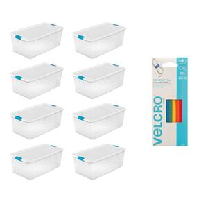 106 Qt.Storage withLid (8-Pack) Bundled with VELCRO Brand Ties (5-Pack)