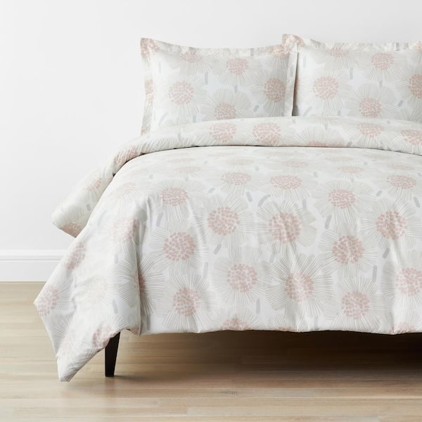 Company Kids by The Company Store Company Kids Flower Burst Pink Multi Full Organic Cotton Percale Duvet Cover Set