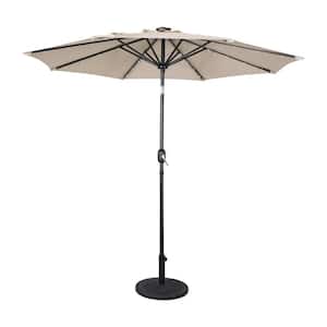 9 ft. Solar LED Patio Market Umbrella in Tan