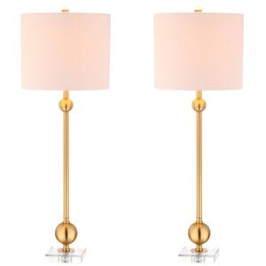 Hollis 34 in. Brass Metal Table Lamp with Crystal Base (Set of 2)