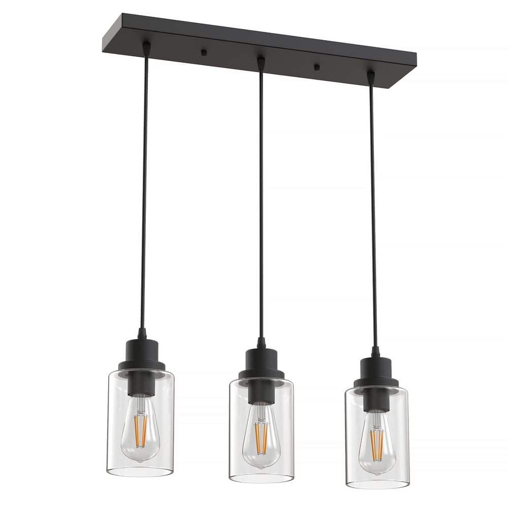 3-Light Black Rectangular Pendant Chandelier, Modern Ceiling Pendant Light with Rectangular Canopy E26 Base for Kitchen price history on PriceWatchPro