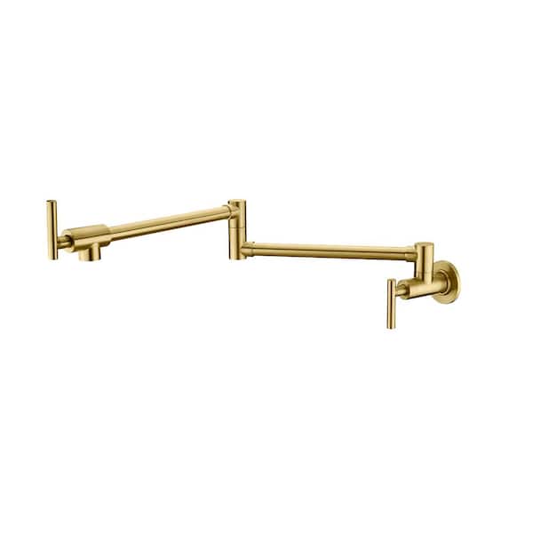 Unbranded Modern Wall Mounted Pot Filler with Lever Handle in Brushed Gold