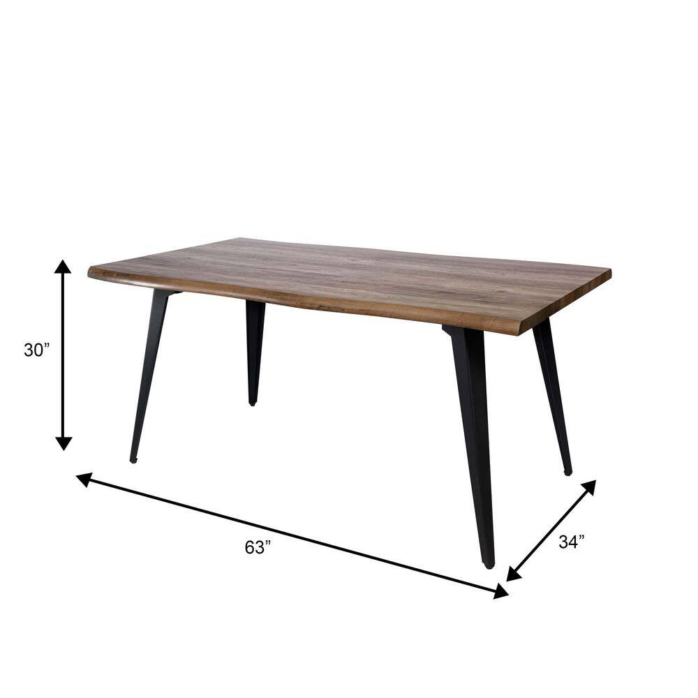 Ravenna 63" Dark Brown Wood Rectangular Dining Table with Metal Legs