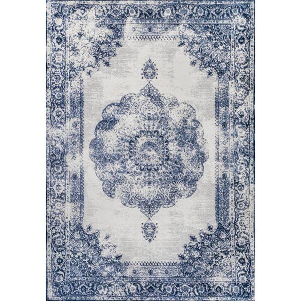 5 ft. x 8 ft. Ivory/Navy Rosalia Cottage Medallion Area Rug