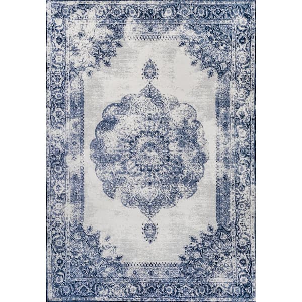 Rosalia Cottage Medallion Ivory/Navy 3 ft. x 5 ft. Area Rug