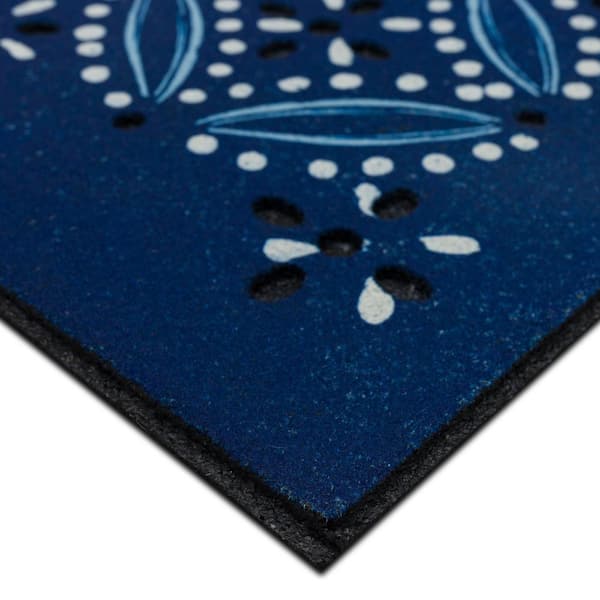 Maki Shibori Circles Blue 18 in. x 30 in. Door Mat
