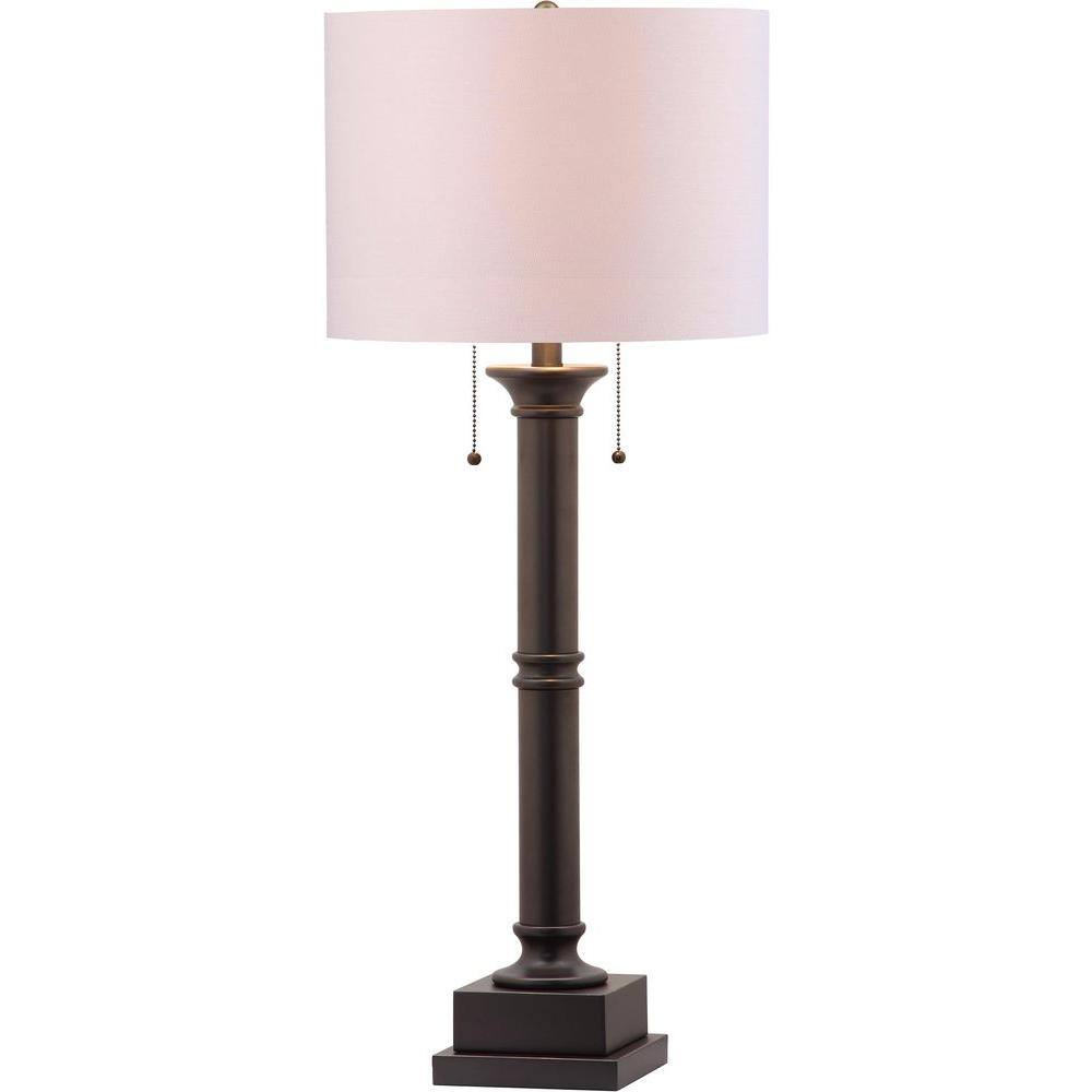 Estilo 36'' Silver Grey Metal Column Table Lamp Set with White Shade