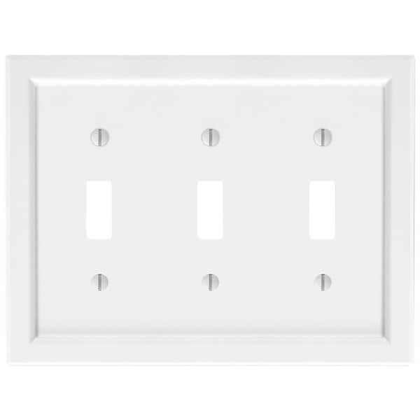 Shaker 3-Gang White Toggle BMC Wood Wall Plate