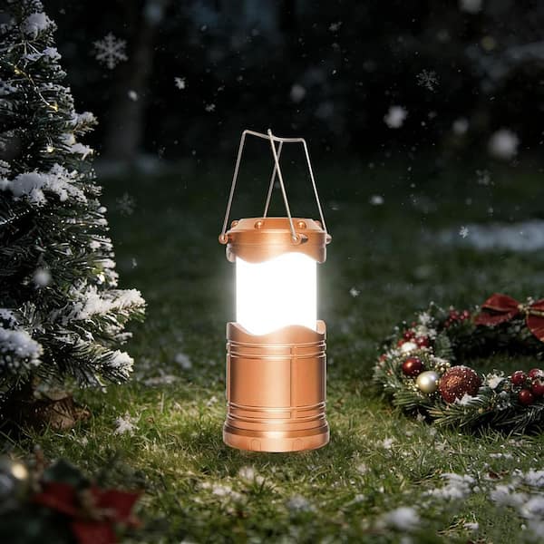 Gold Battery Powered Portable Collapsible Hanging Night Light Bulb