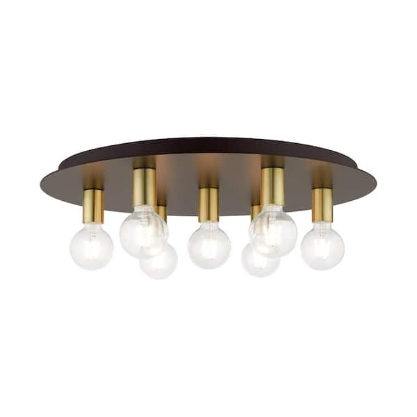 Livex Lighting Hillview 7 Light Bronze Flush Mount