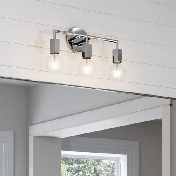 Bel Air Lighting Placerville 16 in. 3-Light Polished Chrome Bathroom Vanity Light Fixture with Geometric Socket