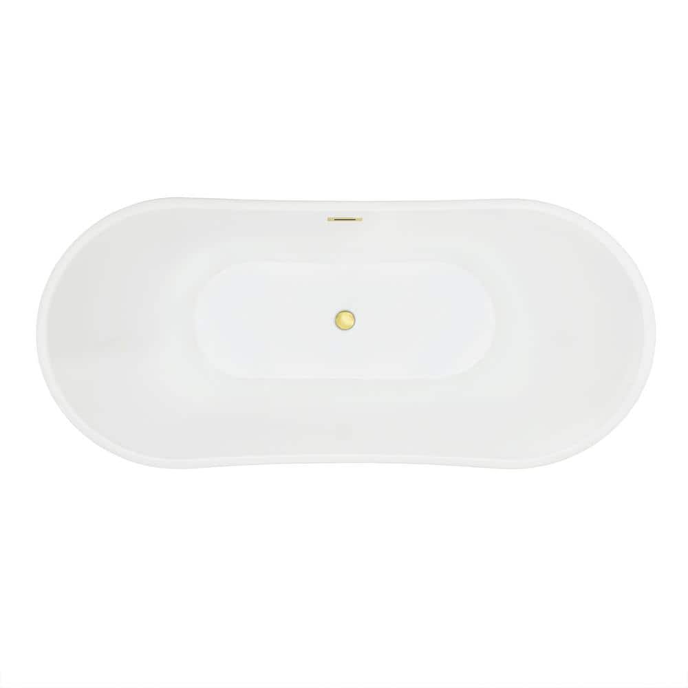 Vansza 67'' Glossy White Acrylic Freestanding Soaking Bathtub