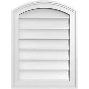 18 in. x 24 in. Arch Top Surface Mount PVC Gable Vent: Functional with Brickmould Frame