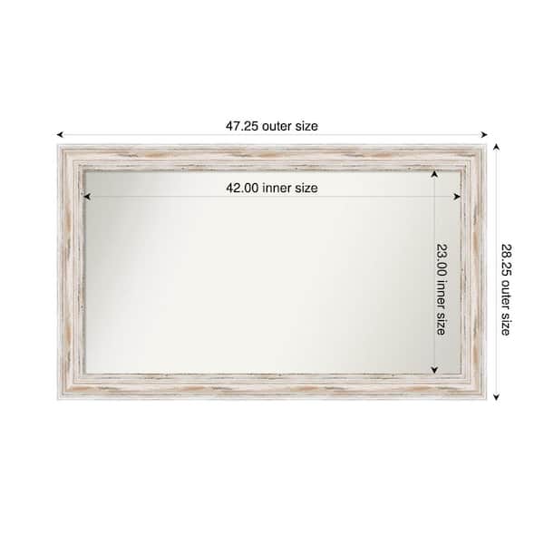 Amanti Art Alexandria Whitewash 47.25 in. x 28.25 in. Custom Non-Beveled Wood Framed Bathroom Vanity Wall Mirror
