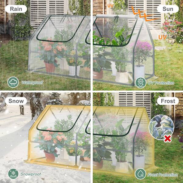 Home-Complete Greenhouse For Outdoors, Waterproof Small Outdoor With 2 Zippered Roll-up Window Vents, Portable Plant Cover All-Season Gardening,(50-LG1319
