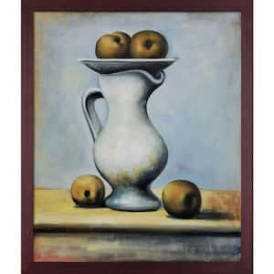 Still Life with Pitcher & Apples by Pablo Picasso Open Grain Mahogany Framed Oil Painting Art Print 22.5 in. x 26.5 in.