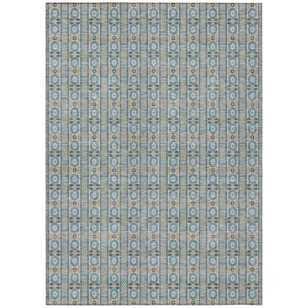 Chantille Machine Washable Indoor/Outdoor Abstract ACN2860 Teal 10 ft. x 14 ft. Area Rug