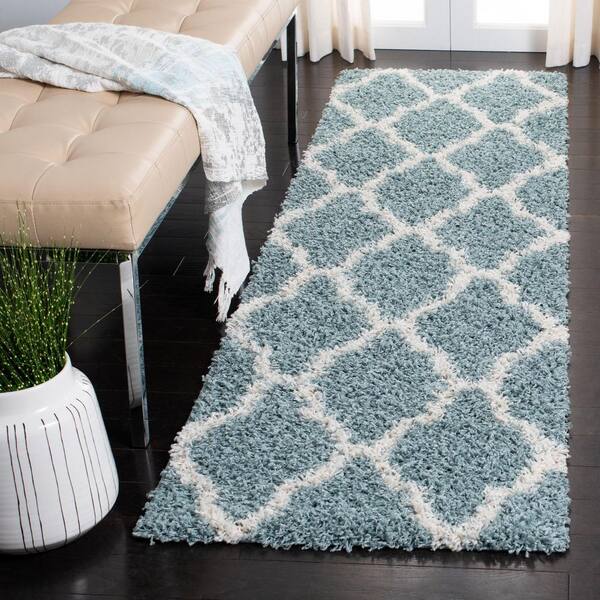 Sgd-Dallas Shag 2 x 14 Seafoam/Ivory Ogee Runner Rug