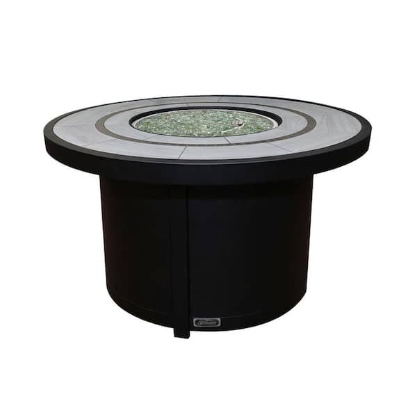 Cove Black Round Ceramic Tabletop Aluminum Fire Pit Table