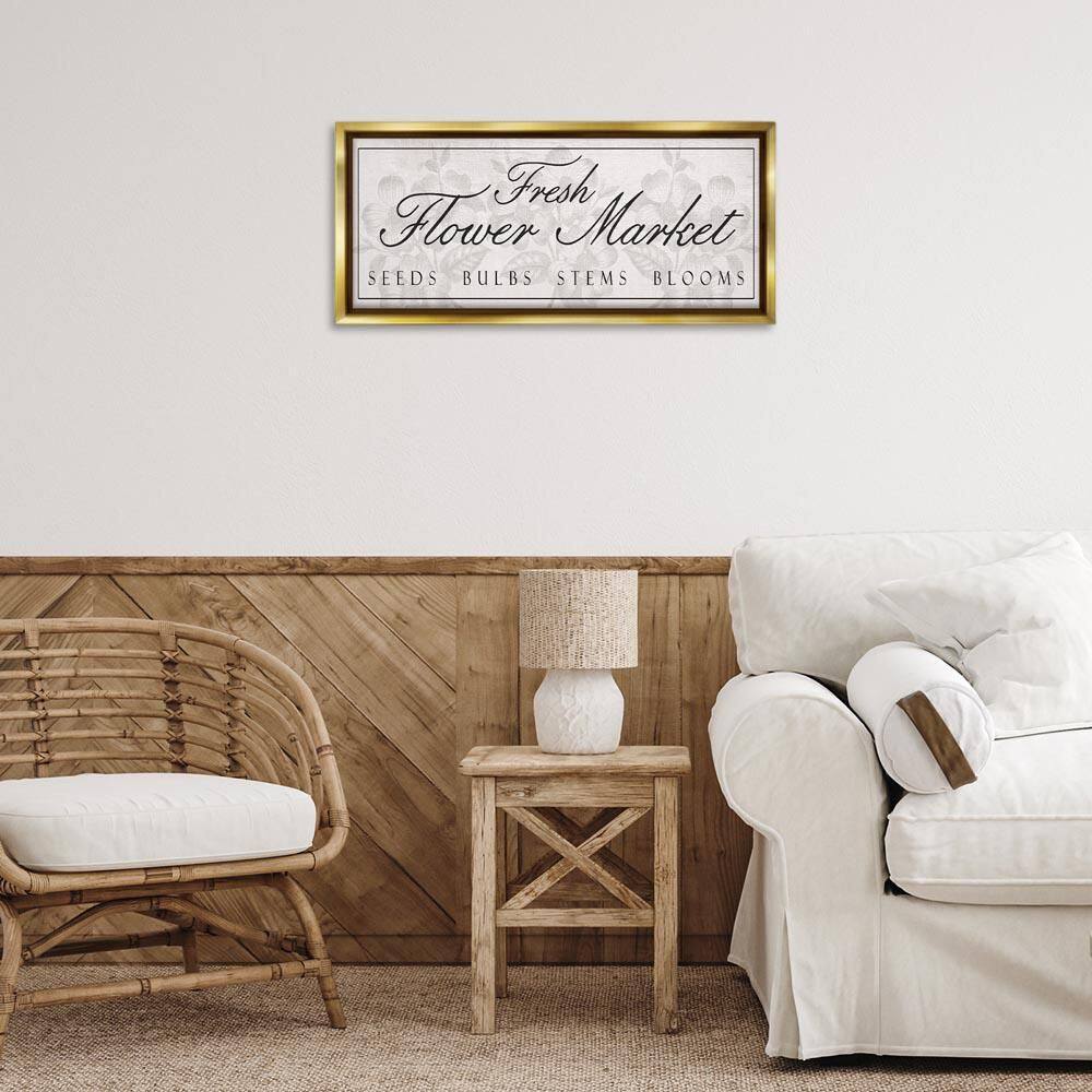 Vintage Fresh Flower Market by Lil' Rue Gold Floater Frame Typography Graphic Art Print 11 in. x 25 in. price history on PriceWatchPro