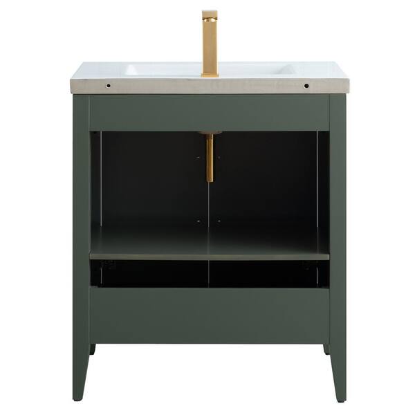 Vanity Art 30 in. W x 18.5 in D x 34 in. H Single Sink Bathroom Vanity Cabinet in Vintage Green with Ceramic Top